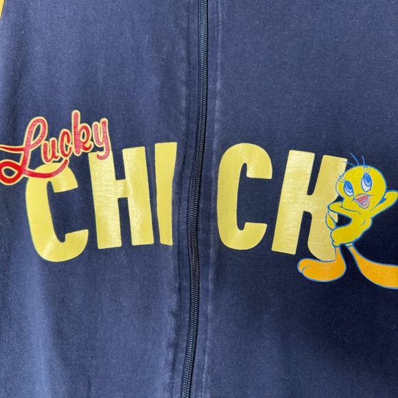 Tweety bird sweater zip up hoodie lucky chich with sparkly red and cute decal - Picture 4 of 8